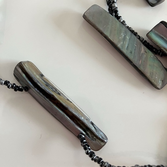 Long Necklace Abalone & Black Glass Beads handmade - Picture 6 of 6